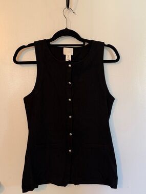 H&M Black Sleeveless Knit Top with Silver Buttons